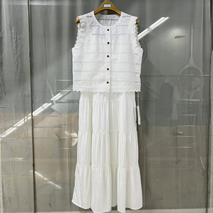 卓18221Z8829商场专卖2025夏时尚 花边马甲吊带两件套裙潮 新品 女装