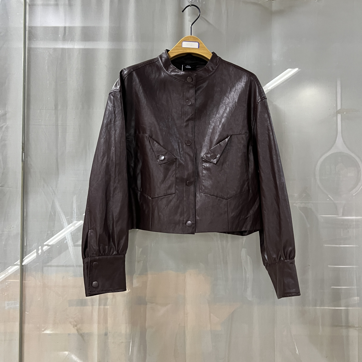 荔CCW5201商场专卖2025秋时尚新品女装长袖PU皮休闲夹克皮衣外套
