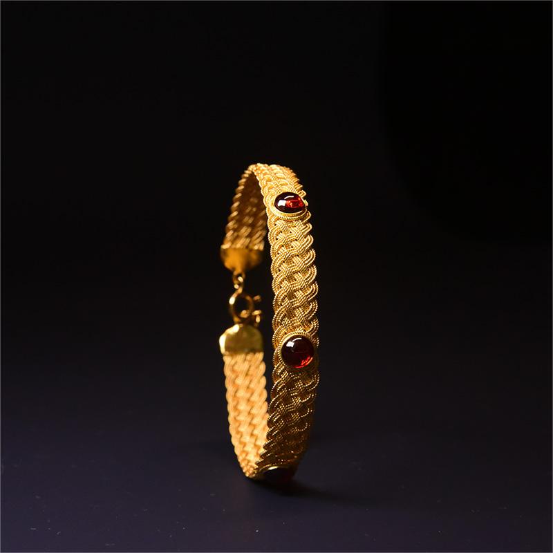 非遗纯银镀金花丝手镯