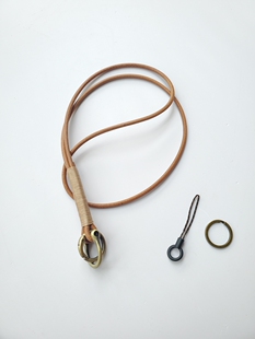 纯天然牛皮绳古铜色金属钥匙扣编织汽车圈链包包挂件防丢挂脖配件