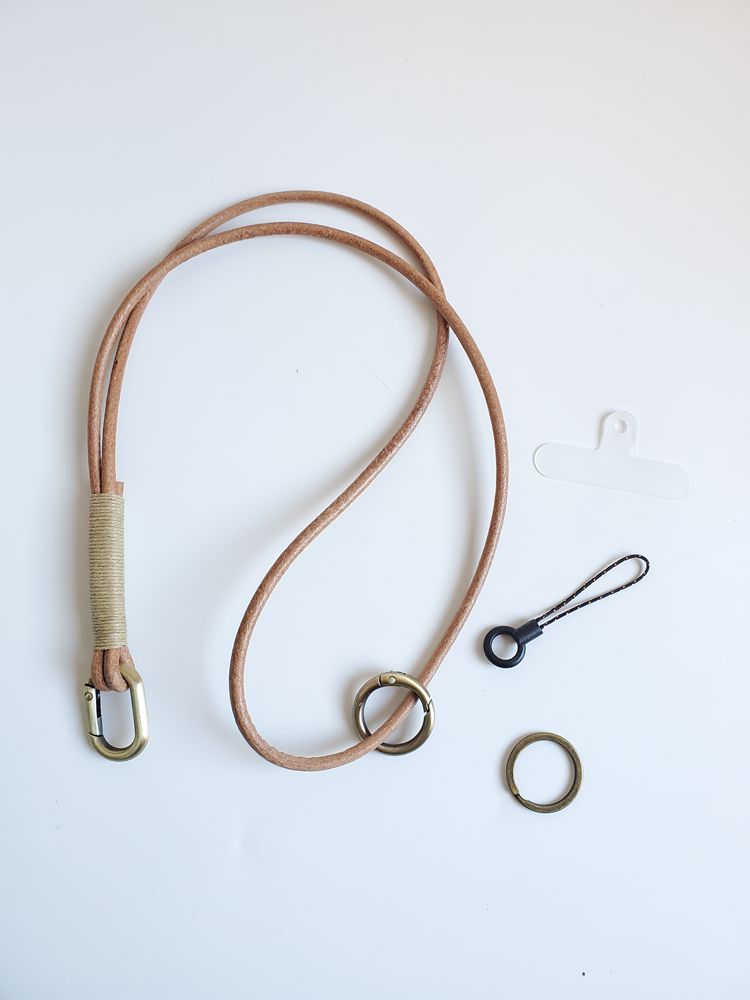 纯天然本色牛皮绳弹簧圈钥匙扣编织汽车圈链斜挎包包挂件防丢挂脖