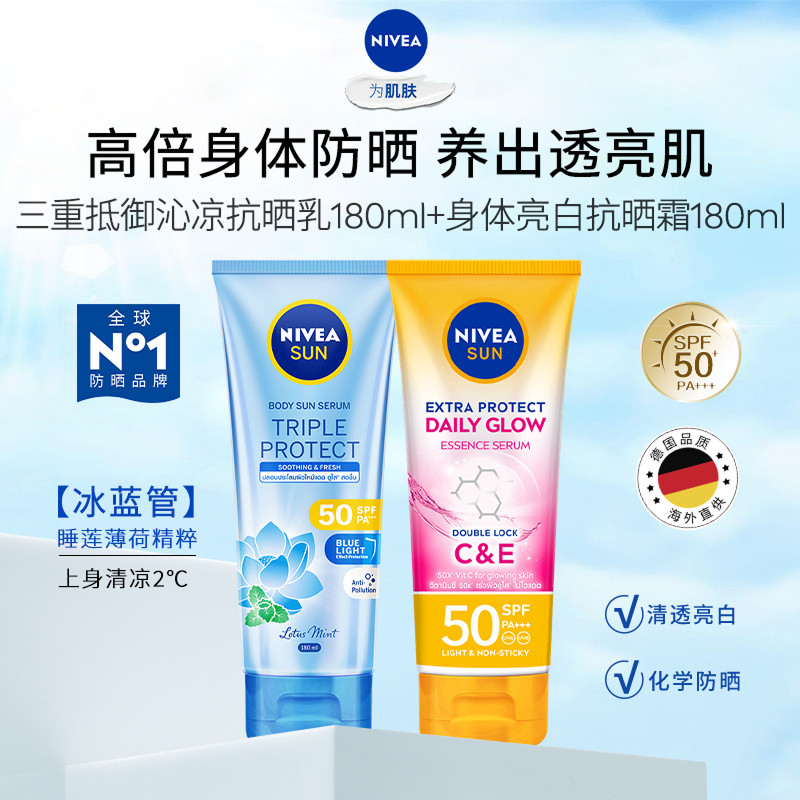 【海外店】妮维雅三重沁凉防晒SPF50抗光老泰国焕白身体防晒军训