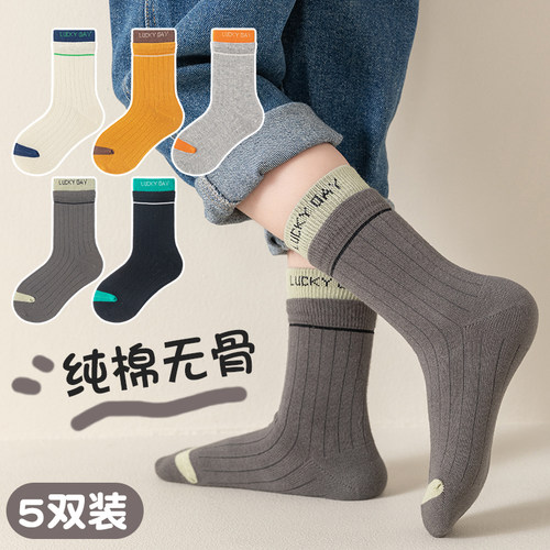 5双装袜子男童无骨春夏季薄款