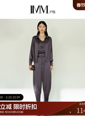 IMM尹默2025年春三醋酸光泽肌理感气质显瘦休闲裤马术裤女
