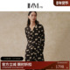 IMM尹默春桑蚕丝19MM弹力双乔绉樱桃花型长袖 连衣裙女