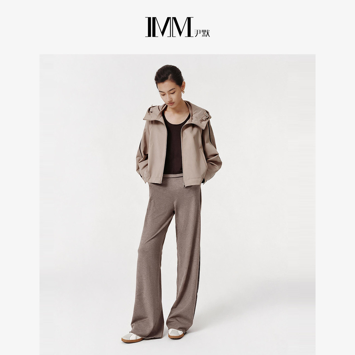 【设计总监然姐】IMM2024秋精纺精细羊毛宽松版型帽领短夹克外套