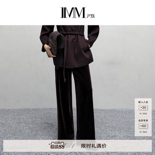 商场同款 IMM尹默丝绒面料隐形缝线高腰松紧阔腿长裤女 IAFD11016