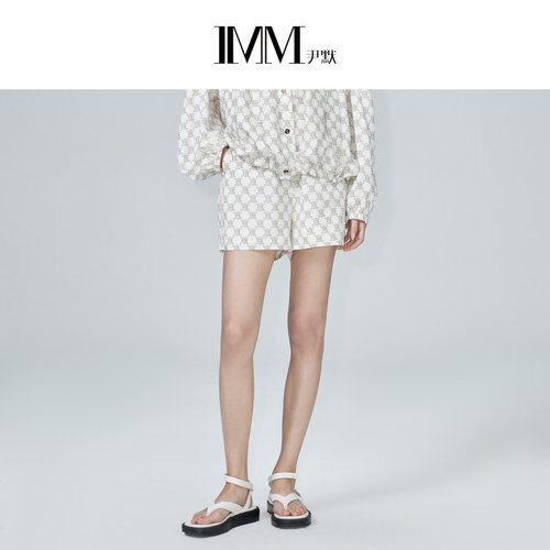尹默舒适桑蚕丝M字老花短裤imm