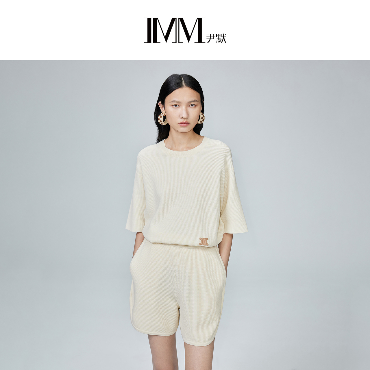 尹默imm干爽波浪纹理毛衫