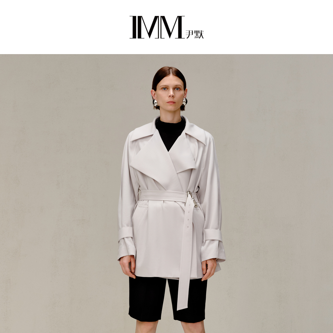 imm尹默灰色一手长风衣