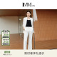 女 休闲直筒小脚九分长裤 IMM尹默春白色弹力面料时尚 经典