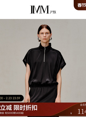 【电商专款】IMM尹默女装秋季醋酸混纺率性时尚POLO领上衣