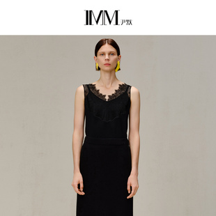 IMM尹默官方女装美利诺羊毛蕾丝V领毛衫背心 IWDQ30101