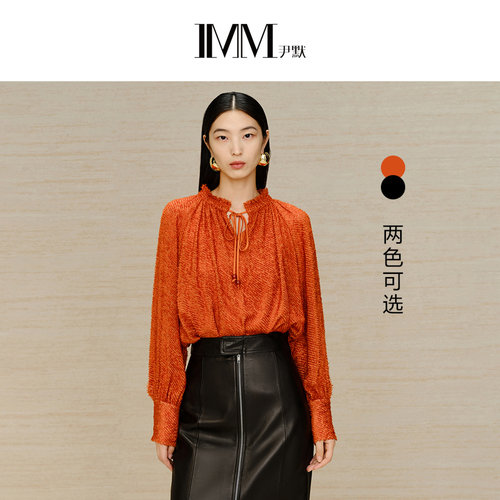 尹默桑蚕丝系带单上衣imm小衫