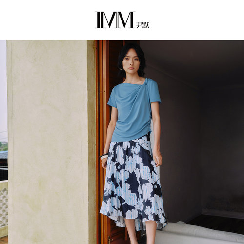 IMM尹默官方女装 2024年夏桑蚕丝花型长款大摆长半裙 IWEX20003