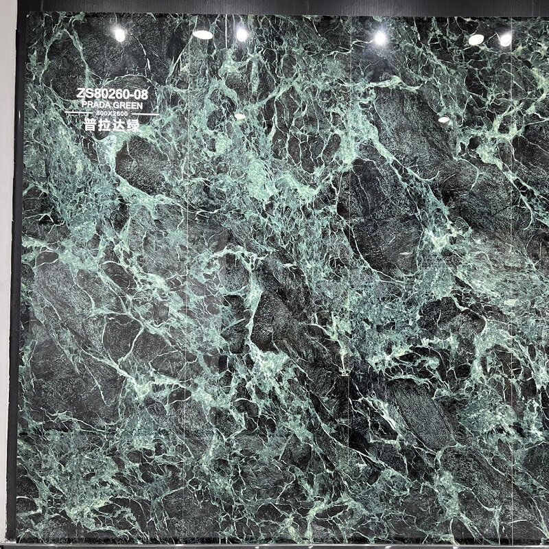 普拉达绿岩板大板大理石板材酒店大堂客厅沙发电视墙奢石背景墙