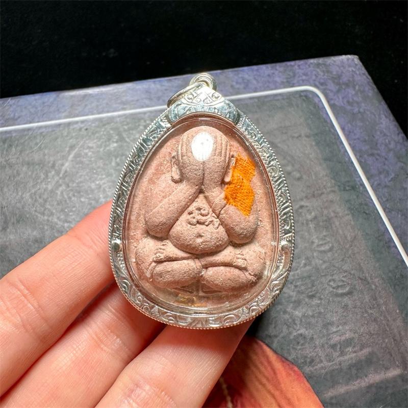 泰国佛牌龙婆坤2538年圣水必打掩面纯银外壳项链吊坠丸丸家