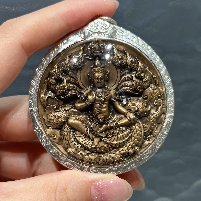 泰国佛牌 龙婆龙耐泽度金 2550泽度金 纯银壳吊坠项链泰国阿赞初