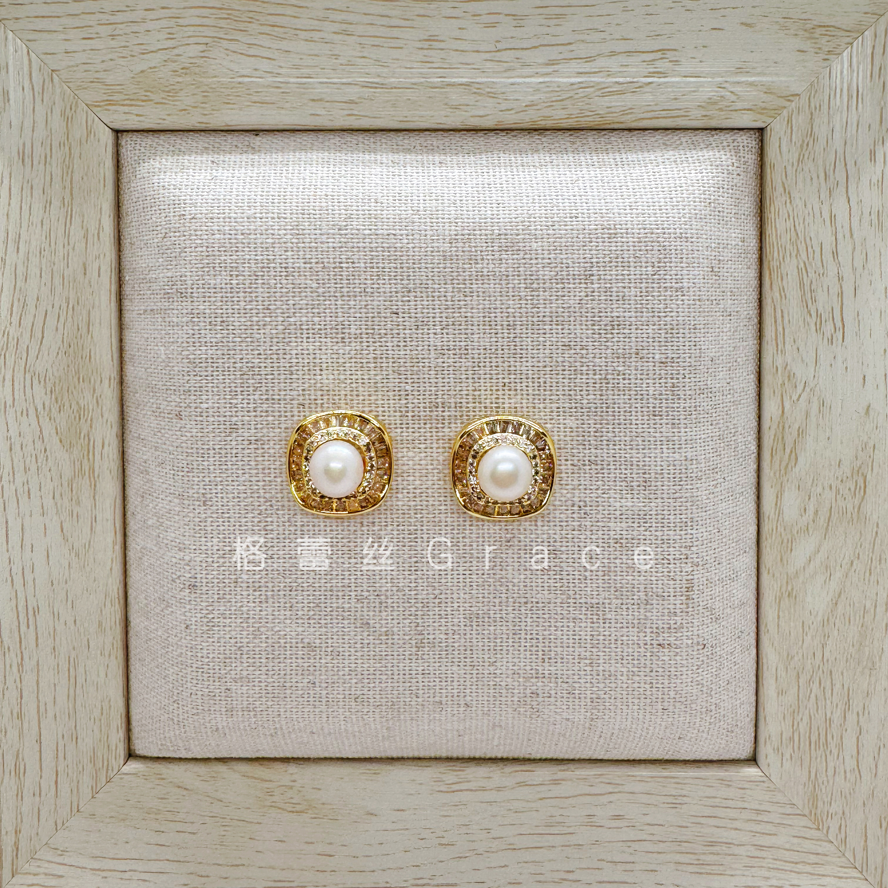 流光方镜~天然淡水珍珠耳环925银针方形锆石优雅大方简约耳钉耳环,饰品/流行首饰/时尚饰品新,耳环,淘宝优惠券,粉丝福利购,淘宝优惠卷