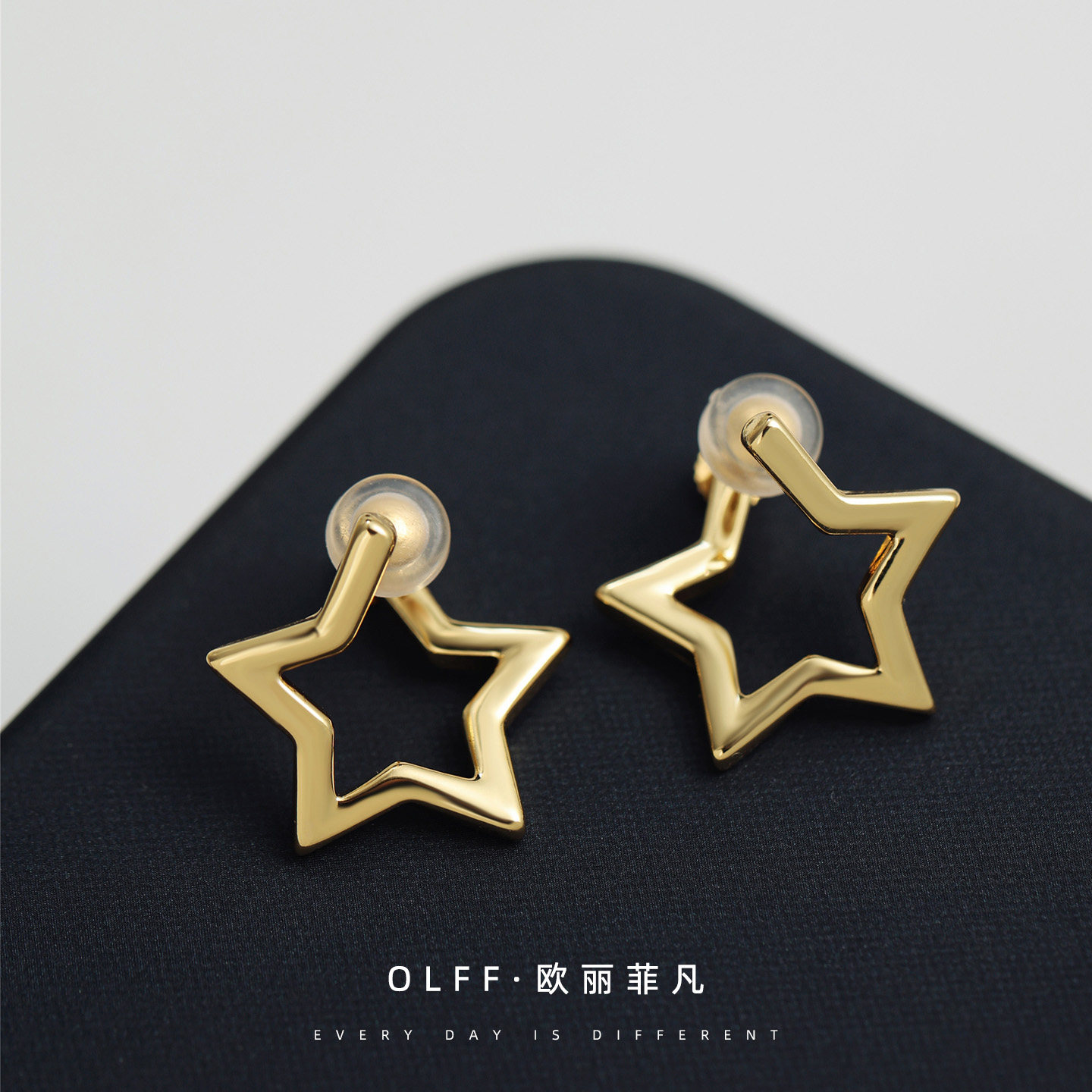无痛耳夹简约光面立体五角星