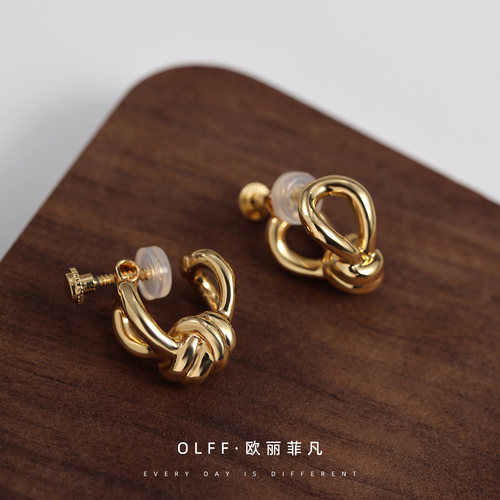无痛清冷风蝴蝶结耳扣耳环耳夹