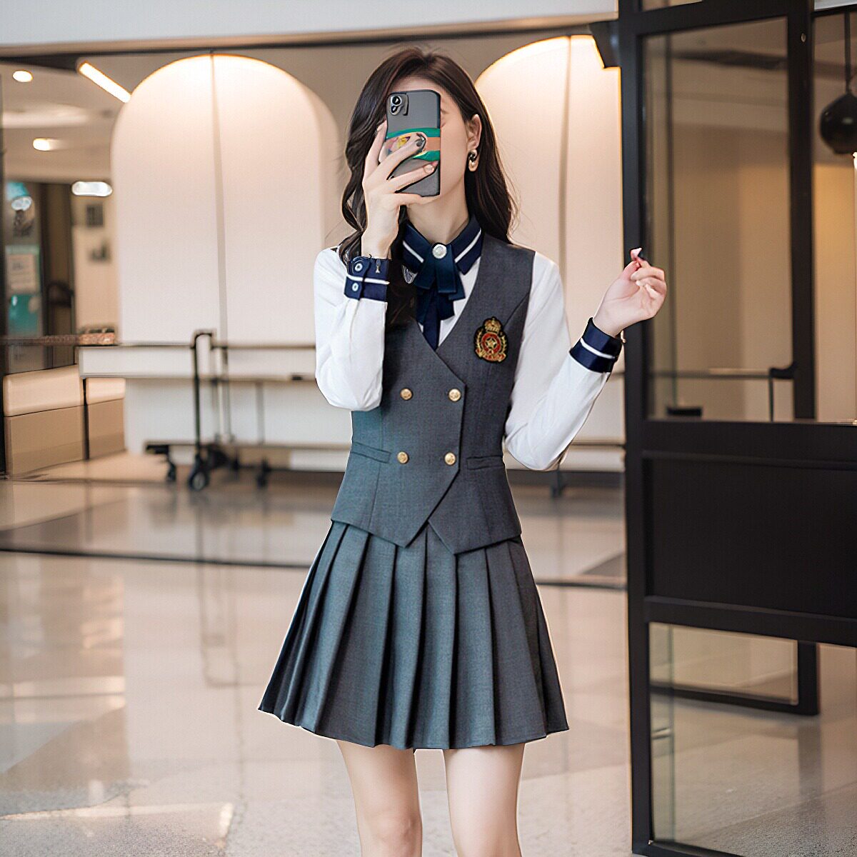 双排扣短款马甲女春秋