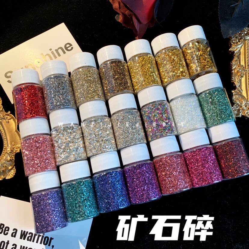 diy填充金银不规则美甲小碎石图片