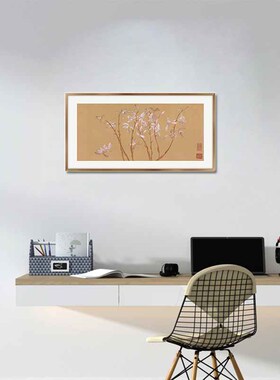 装饰画简约挂画精品黑色合金画框兰花图小户型客厅酒店书房仿古画