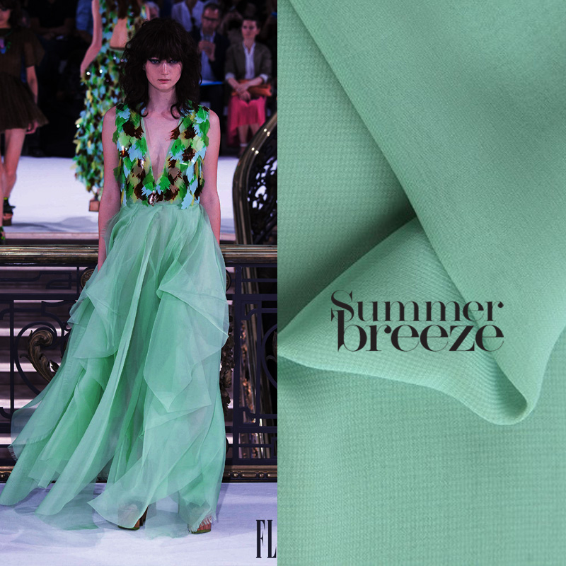 米兰达街拍同款 松绿色雪纺面料布料 轻盈飘逸 裙角飞扬防晒抗皱