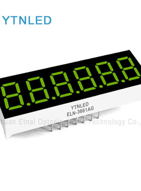 ELN-3661AG,ELN-3661BG,0.36英寸6位共阴共阳黄绿色数码管YTNLED