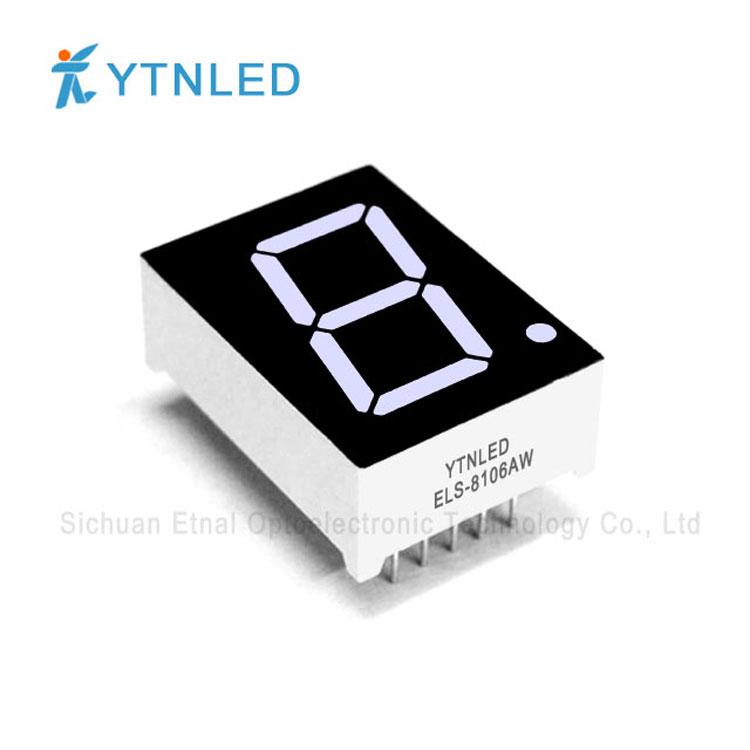 ELS-8106AW,ELS-8106BW,0.8英寸1位共阴共阳白色数码管YTNLED