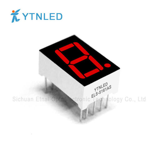 ELS-5161AS,ELS-5161BS,0.56英寸1位共阴共阳红色数码管YTNLED