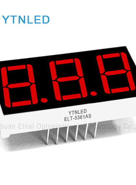 ELT-5361AS,ELT-5361BS,0.56英寸3位共阴共阳红色数码管YTNLED