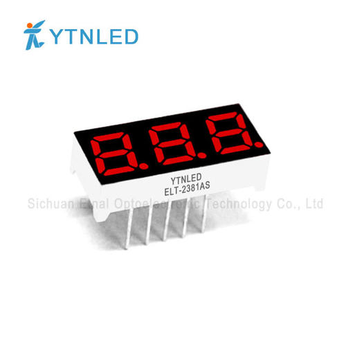 ELT-2381AS,ELT-2381BS,0.28英寸3位共阴共阳红色数码管YTNLED