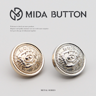 高档英伦风圆形盾牌金属纽扣男女衬衫西装大衣复古风袖口领口扣子