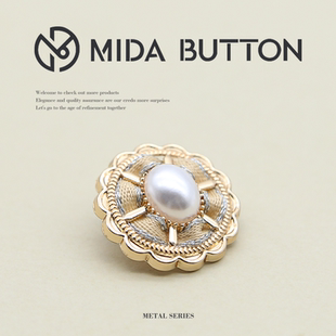 毛衣金属圆形外套扣手工编织穿绳金丝带皮草高档纽扣大衣小香上衣