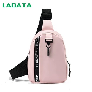 质感女士胸包简约时尚 LADATA新款 撞色单肩包宽肩带休闲机车包包