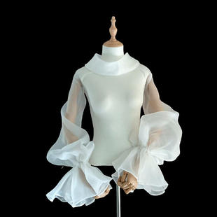 子荷叶边 套百搭遮手臂可拆卸遮带袖 新娘抹胸婚纱配饰长款 泡泡袖