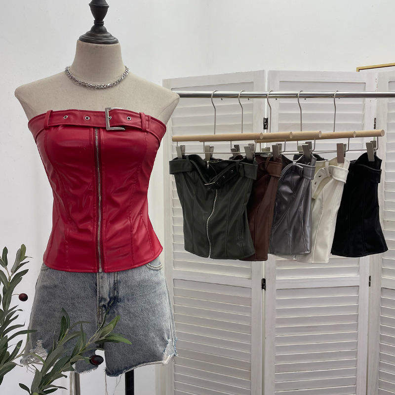 实拍辣妹高级感皮抹胸皮衣机车风裹胸短款背心无袖上衣潮,女装/女士精品,背心吊带,淘宝优惠券,粉丝福利购,淘宝优惠卷