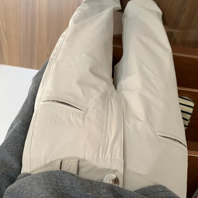 梨形身材黑色直筒西装弧裤女大码胖mm微喇高腰显瘦阔腿休闲工装裤