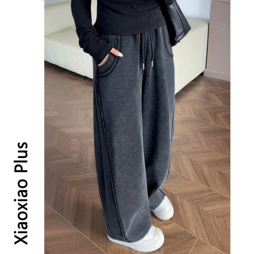 不显瘦包邮！黑灰色休闲弯刀卫裤