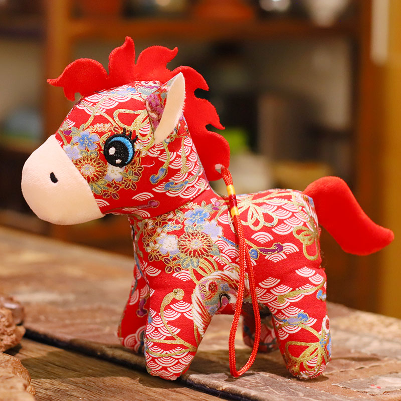 布艺马公仔民族风花布小马毛绒玩具马年吉祥物生肖马玩偶批发定制