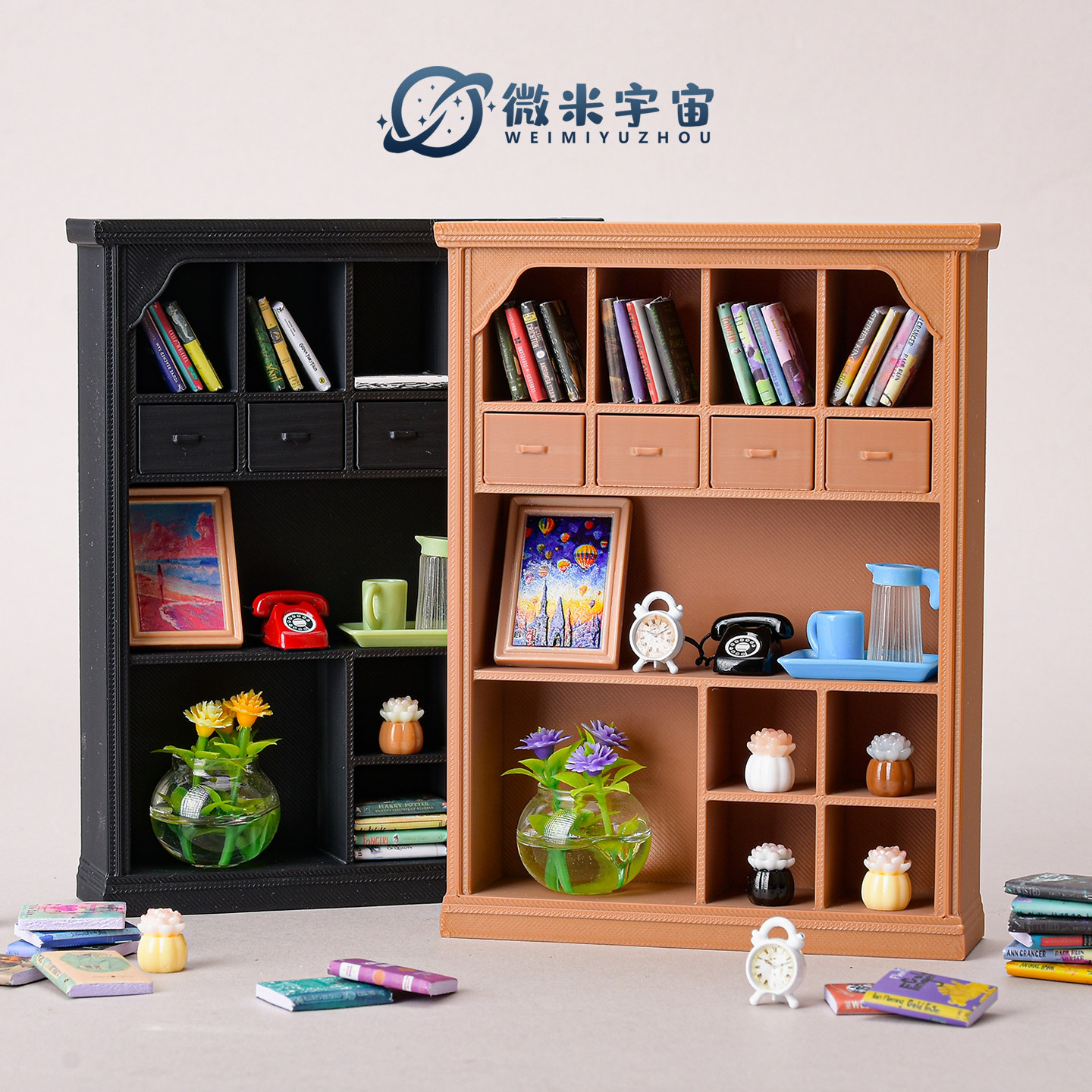 仿真收纳柜书架迷你家具微缩模型图片