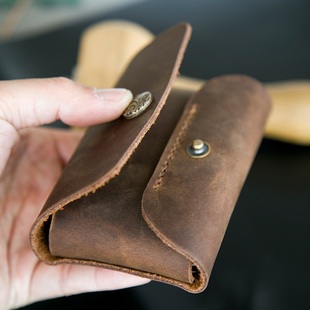 多张卡套纯手工真皮卡包钱包卡套零钱包送老公礼物头层牛皮疯马皮