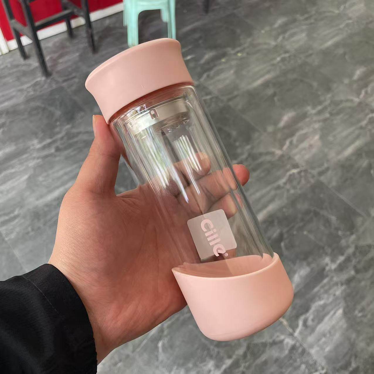 希乐玻璃水杯300ml茶隔杯子高硼硅玻璃