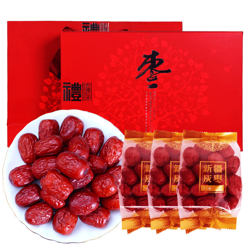三只蟲蟲灰棗紅棗新春年貨禮盒裝1500克3斤裝
