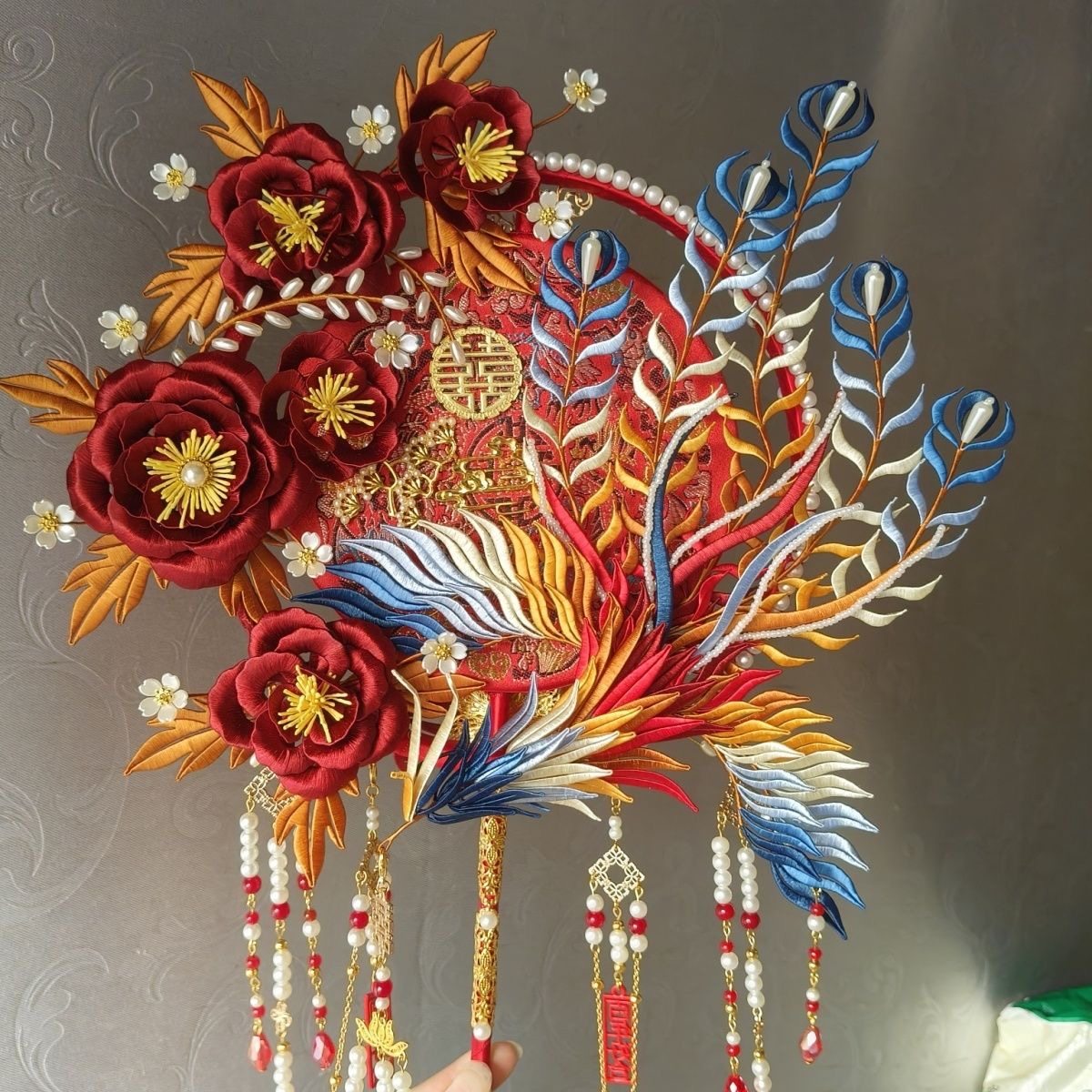 新娘结婚团扇中式高端婚礼重工DIY材料包秀禾喜扇双面双色高级感,家居饰品,工艺扇/团扇/喜扇/折扇,淘宝优惠券,粉丝福利购,淘宝优惠卷