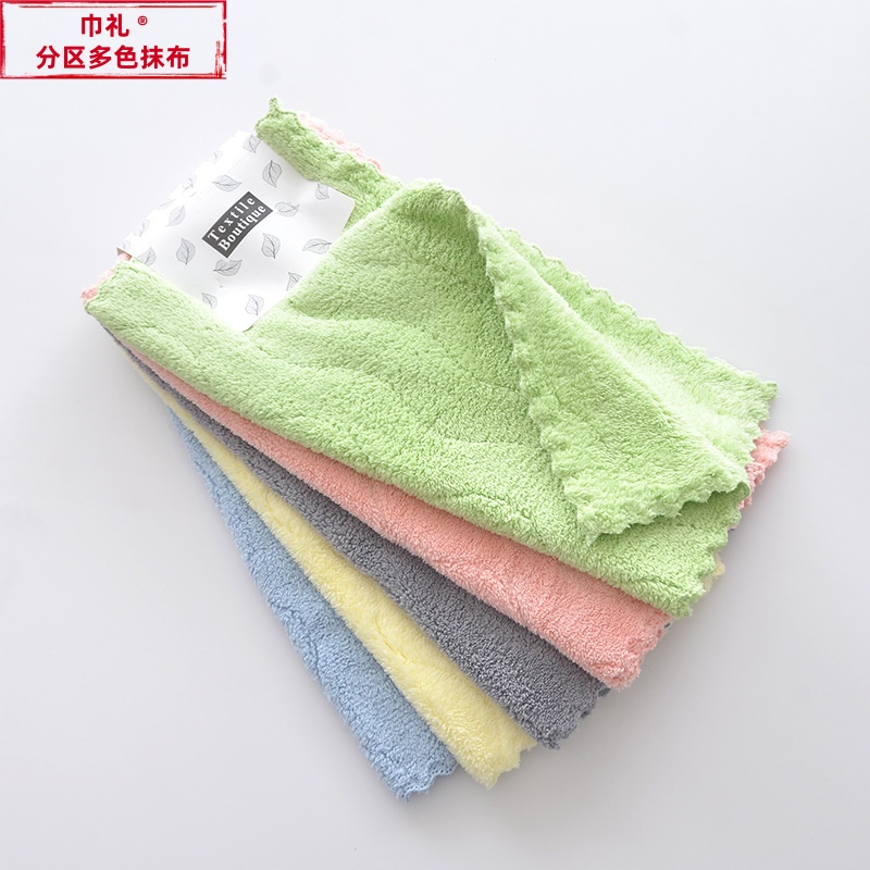 水纹珊瑚绒印花小方巾抹布厨房