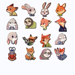 卡通疯狂动物城胸针可爱兔子朱迪 树懒闪电学生徽章饰品 狐狸尼克