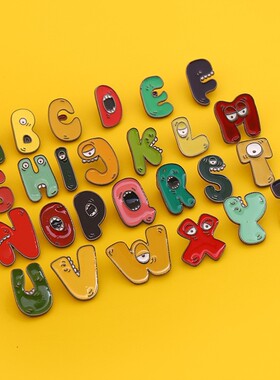 26字母胸针 日系可爱搞怪萌趣卡通ins个性潮包包装饰别针胸花饰品